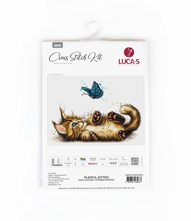 Cross Stitch Kit Luca-S - Playful Kitten, B7013 Cross Stitch Kits - HobbyJobby