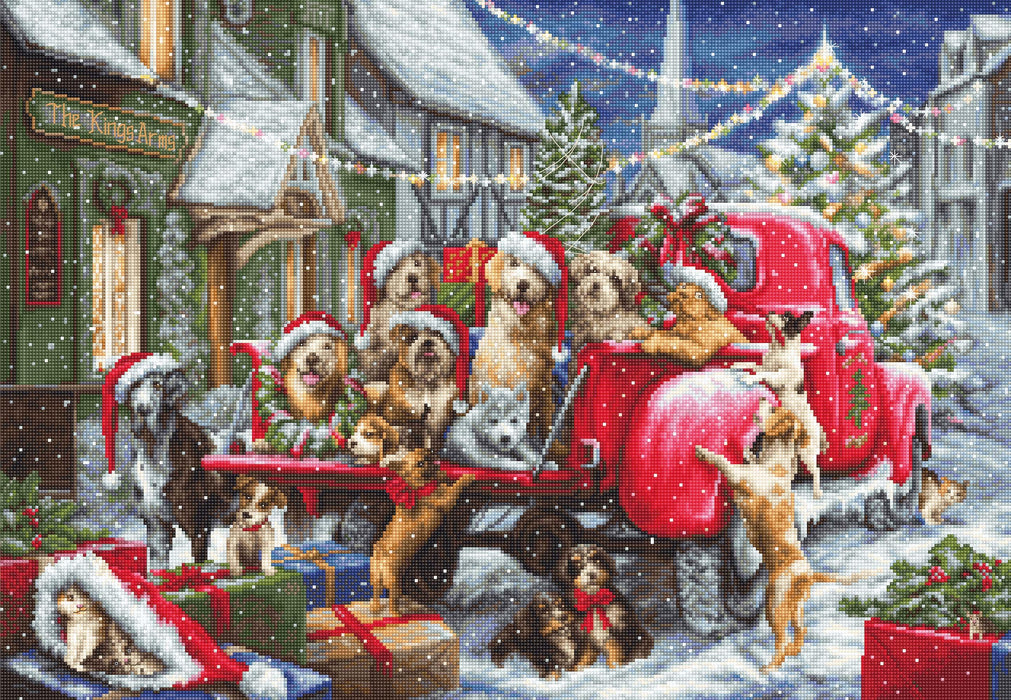Cross Stitch Kit Luca-S - Puppies Christmas, Gold Collection Cross Stitch Kits - HobbyJobby