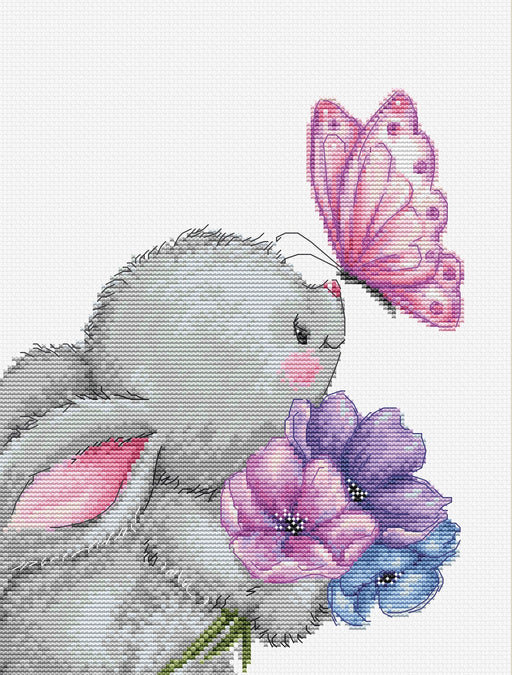 Cross Stitch Kit Luca-S - Rabbit and Butterfly, B1235 Cross Stitch Kits - HobbyJobby