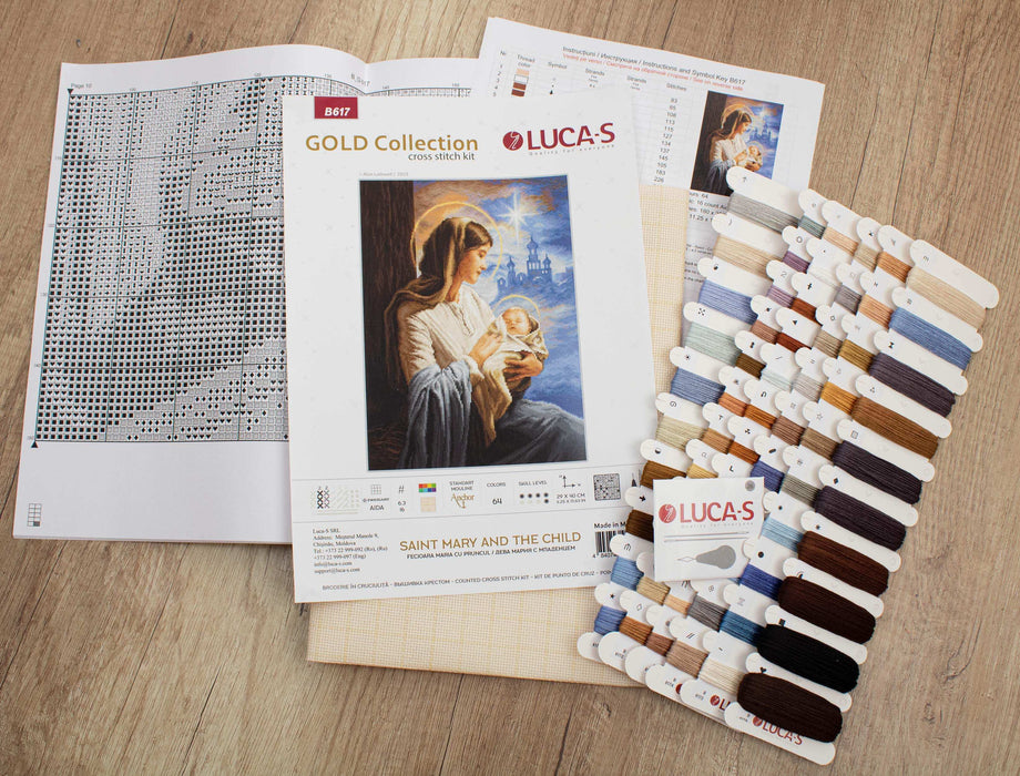 Cross Stitch Kit Luca-S - Saint Mary and The Child, GOLD Collection, B617 Cross Stitch Kits - HobbyJobby