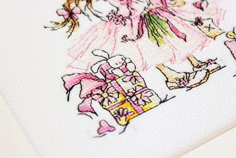 Cross Stitch Kit Luca-S - The Girl with Flowers and Gifts, B1055 - Luca-S