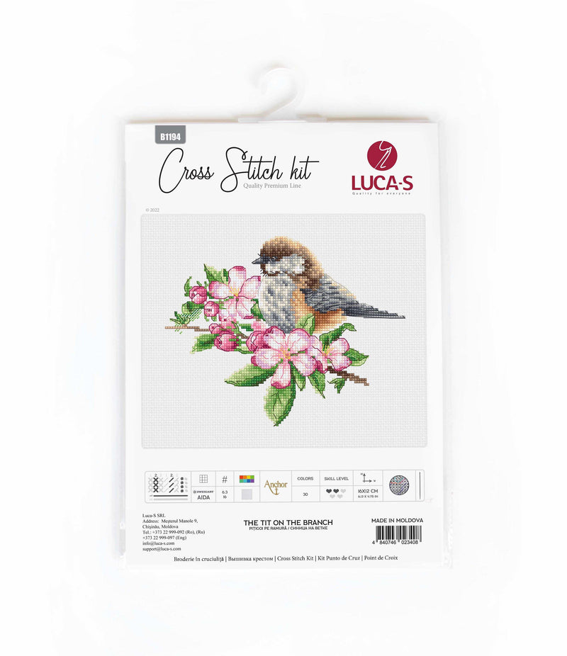 Cross Stitch Kit Luca-S - The tit on the branch, B1194 Cross Stitch Kits - HobbyJobby