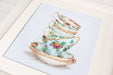 Cross Stitch Kit Luca-S - Turquoise Themed Tea Cups - HobbyJobby