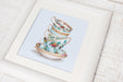 Cross Stitch Kit Luca-S - Turquoise Themed Tea Cups - HobbyJobby