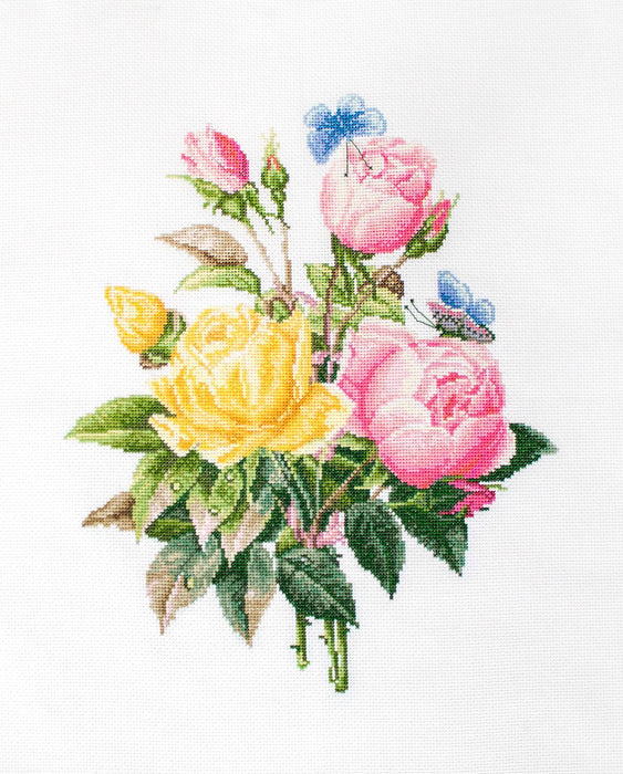 Cross Stitch Kit Luca-S - Yellow Roses and Bengal Roses, BU4003 - HobbyJobby