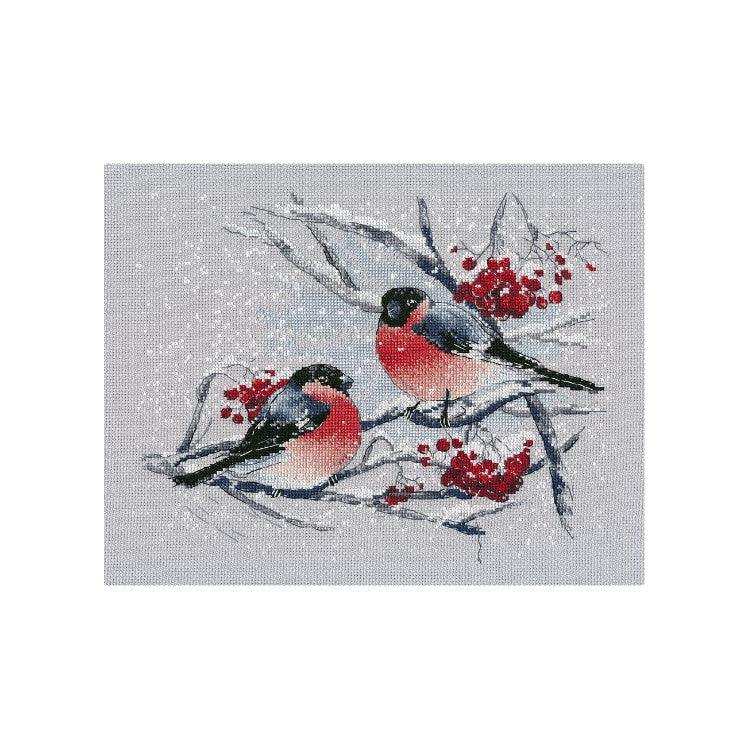 Cross Stitch Kit Oven - Bullfinches on the mountain ash, 1522 Oven Cross Stitch Kits - HobbyJobby