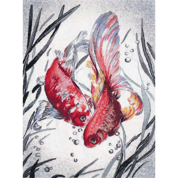 Cross Stitch Kit Oven - Golden Fishes Oven Cross Stitch Kits - HobbyJobby