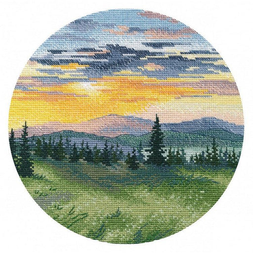 Cross Stitch Kit Oven - Sunset in the Mountains, 1536 Oven Cross Stitch Kits - HobbyJobby