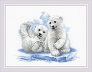Cross Stitch Kit Riolis - Bear Cubs on Ice, R2043 Cross Stitch Kits - HobbyJobby