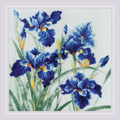 Cross Stitch Kit Riolis - Blue Irises, 2102 Cross Stitch Kits - HobbyJobby
