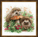 Cross Stitch Kit Riolis - Hedgehogs in Lingonberries, R1469 Cross Stitch Kits - HobbyJobby