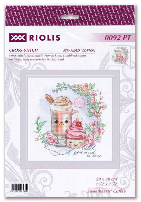 Cross Stitch Kit Riolis - Sweethearts' Coffee, 0092PT Cross Stitch Kits - HobbyJobby