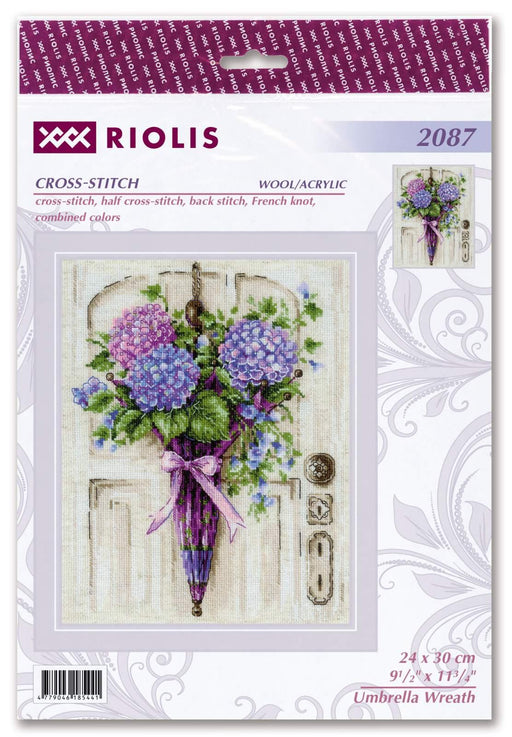 Cross Stitch Kit Riolis - Umbrella Wreath, R2087 Cross Stitch Kits - HobbyJobby