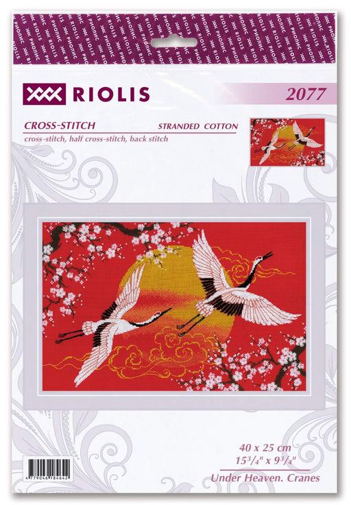 Cross Stitch Kit Riolis - Under Heaven. Cranes, 2077 Cross Stitch Kits - HobbyJobby