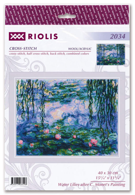 Cross Stitch Kit Riolis - Water Lilies after C. Monet's Painting, R2034 Cross Stitch Kits - HobbyJobby