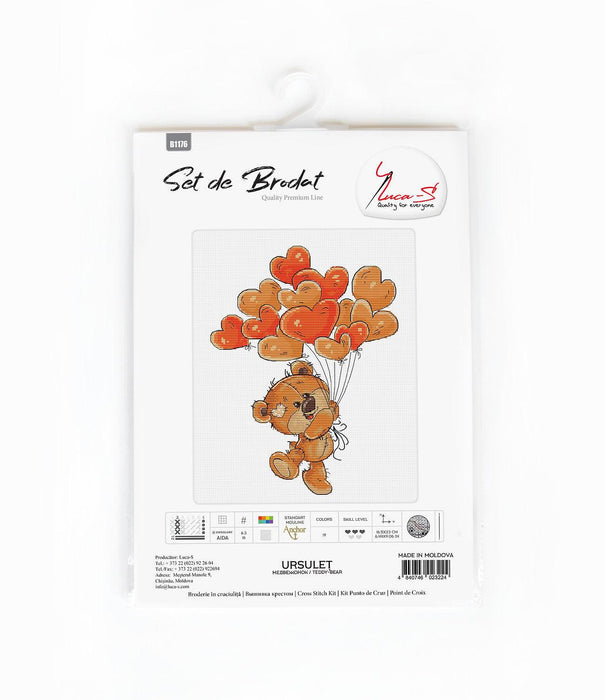Cross Stitch Kit - Teddy Bear, B1176 - HobbyJobby