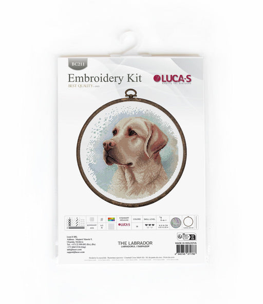 Cross Stitch Kit with Hoop Included Luca-S - BC211, The Labrador Cross Stitch Kits - HobbyJobby