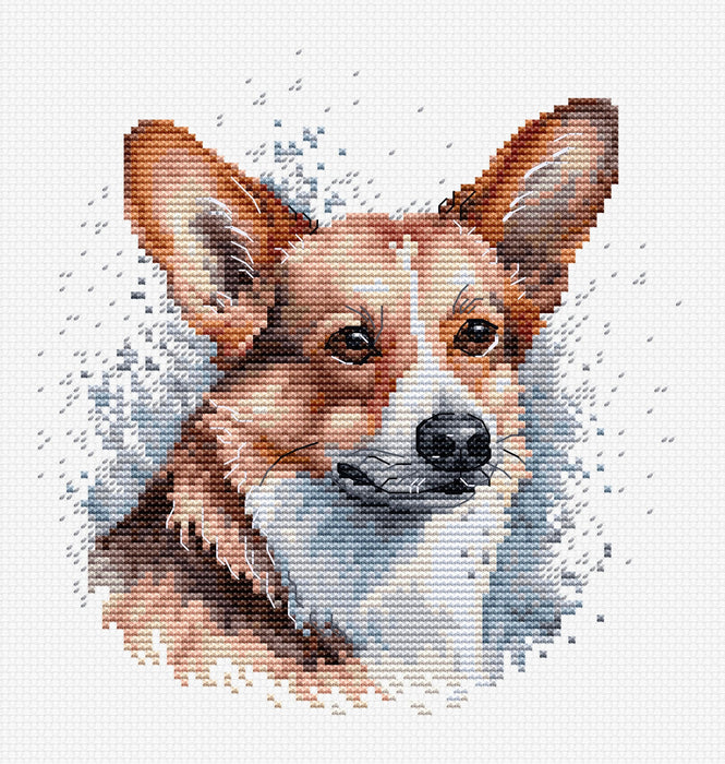 Cross Stitch Kit with Hoop Included Luca-S - BC212, Welsh Corgi Cross Stitch Kits - HobbyJobby