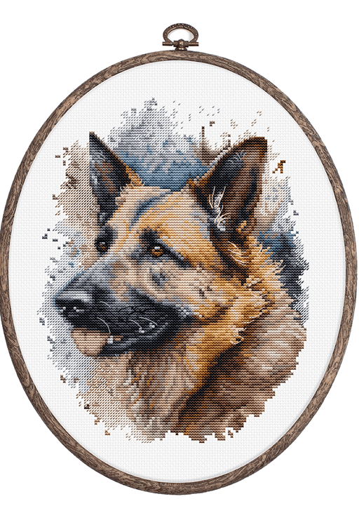 Cross Stitch Kit with Hoop Included Luca-S - BC214 The German Shepherd Cross Stitch Kits - HobbyJobby