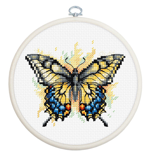 Cross Stitch Kit with Hoop Included Luca-S - Swallowtail Butterfly, BC101 Cross Stitch Kits - HobbyJobby