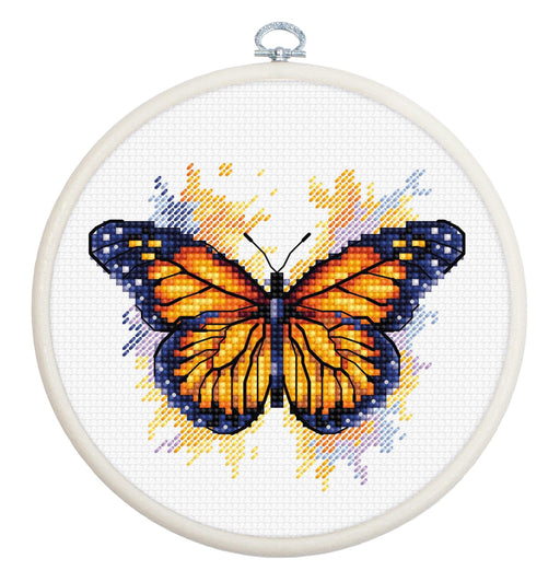 Cross Stitch Kit with Hoop Included Luca-S - The Monarch Butterfly, BC102 Cross Stitch Kits - HobbyJobby
