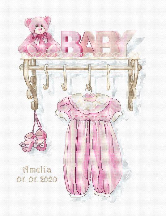 Cross Stitch Luca-S - Baby girl birth, B1175 - HobbyJobby