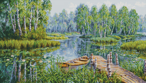 Cross Stitch Pattern Luca-S - Birches at the edge of the lake, P5012 - HobbyJobby