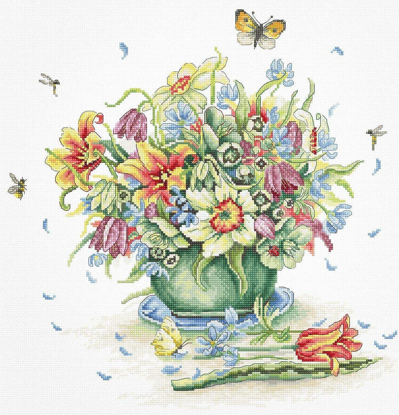 Cross Stitch Kit Luca-S Gold - April Bouquet - HobbyJobby