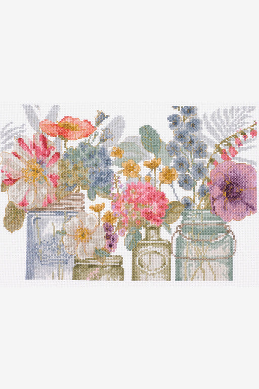 DMC Cross Stitch Kit - Watercolour Flowers in jars, BL1167/76 Cross Stitch Kits - HobbyJobby
