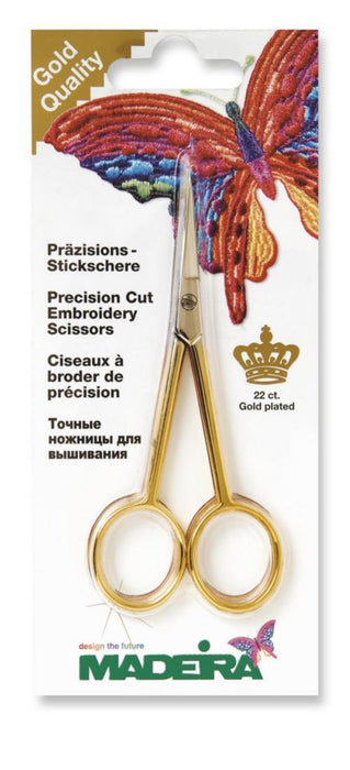 Gold Plated Double Curved Scissors - Madeira Scissors - HobbyJobby