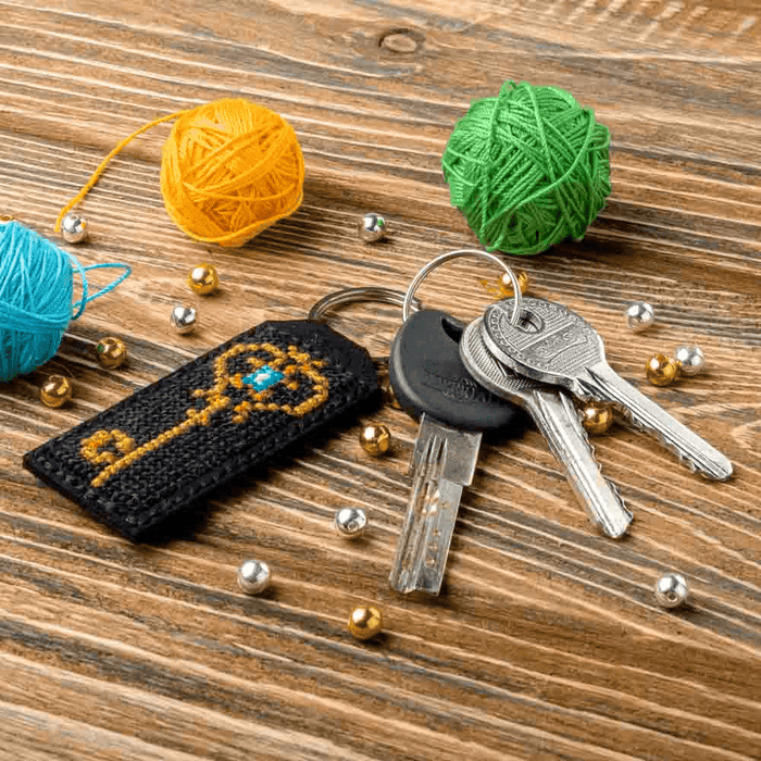 Key Chain Needlecraft Kit - Cross Stitch Kit on Leather Wonderland Crafts Key-Chain Kit - HobbyJobby
