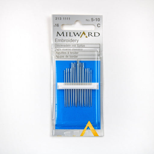 Milward Embroidery Needles No. 5 to 10 - 16 Pack Needles - HobbyJobby