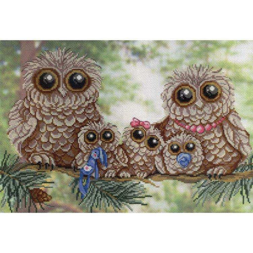 MP Studia Kits on Designer Canvas - Owl Family MP Studia Cross Stitch Kits - HobbyJobby