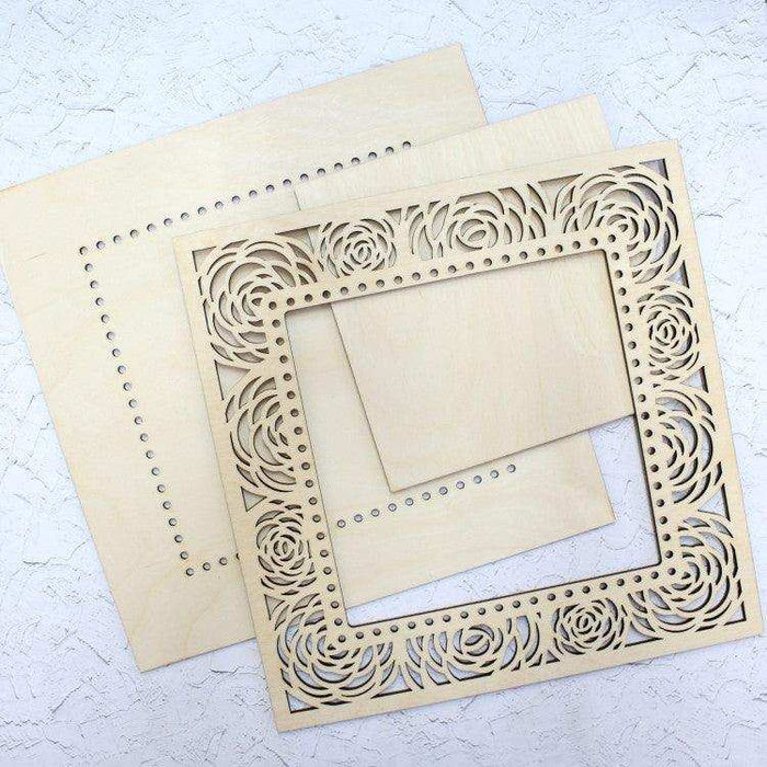 MP Studia Square Lace Frame Roses Large MP Studia Wooden Kits - HobbyJobby