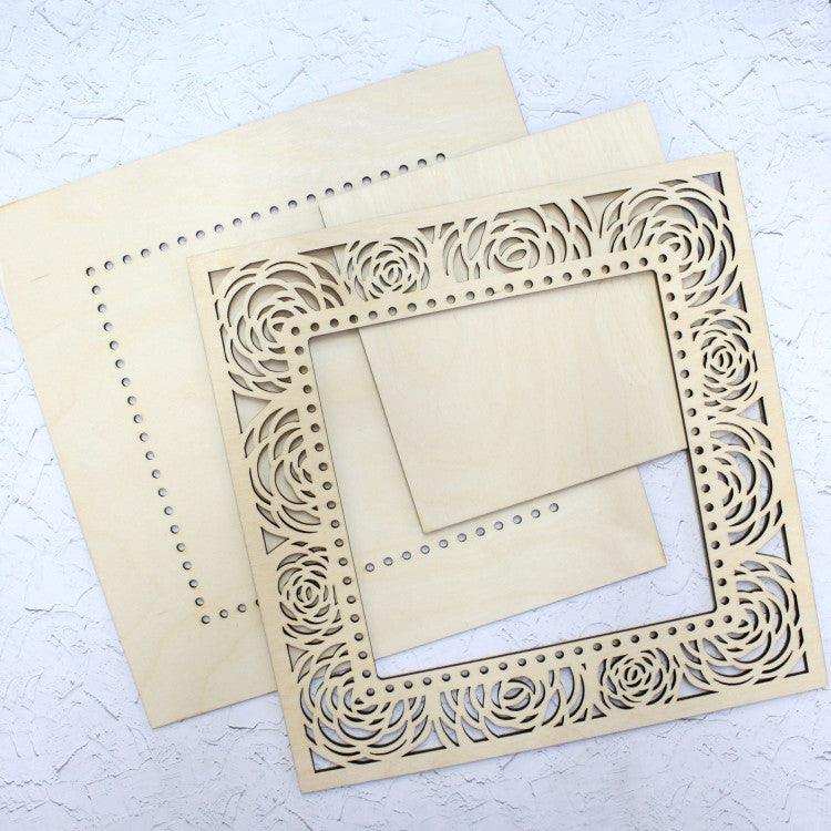 MP Studia Square Lace Frame Roses Small MP Studia Wooden Kits - HobbyJobby