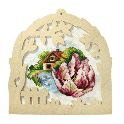 Orchidea Cross Stitch Kit Tulip With Rural View 18,5X18CM Orchidea Cross Stitch Kits - HobbyJobby