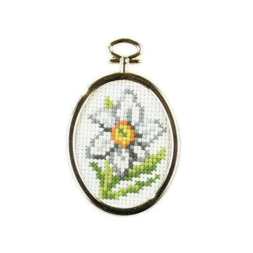 Orchidea Cross-Stitch Kit With Plastic Frame Daffodil 5,5X7 CM Orchidea Cross Stitch Kits - HobbyJobby