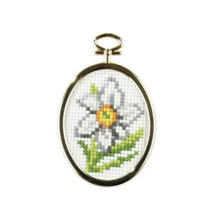 Orchidea Cross-Stitch Kit With Plastic Frame Daffodil 5,5X7 CM Orchidea Cross Stitch Kits - HobbyJobby