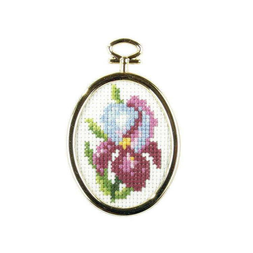 Orchidea Cross-Stitch Kit With Plastic Frame Iris 5,5X7 CM Orchidea Cross Stitch Kits - HobbyJobby