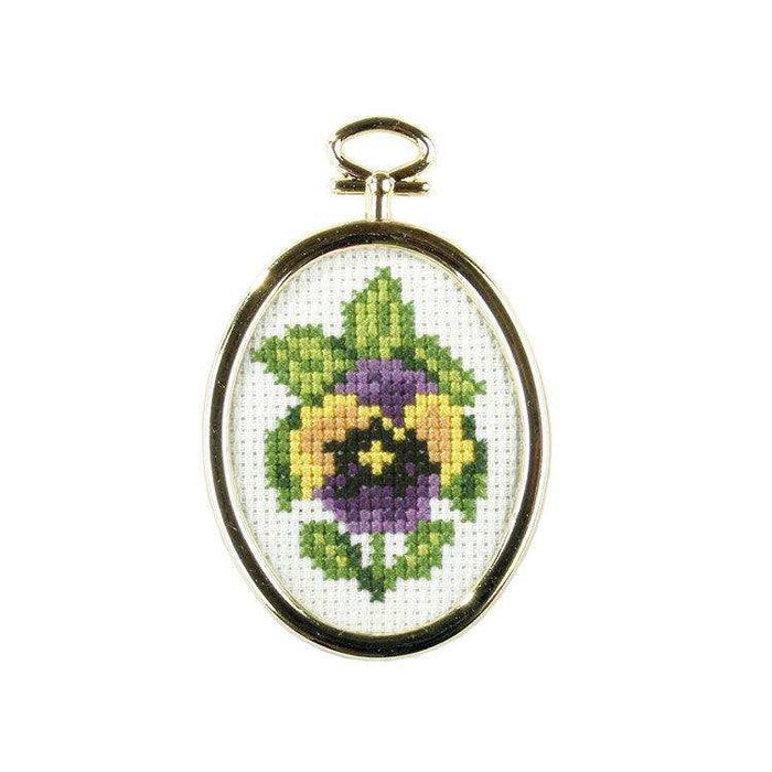 Orchidea Cross-Stitch Kit With Plastic Frame Pansy 5,5X7 CM Orchidea Cross Stitch Kits - HobbyJobby