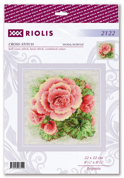 Riolis Cross Stitch Kit - Begonia Cross Stitch Kits - HobbyJobby
