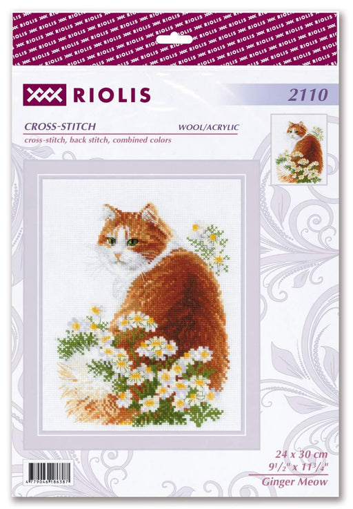 Riolis Cross Stitch Kit - Ginger Meow Cross Stitch Kits - HobbyJobby