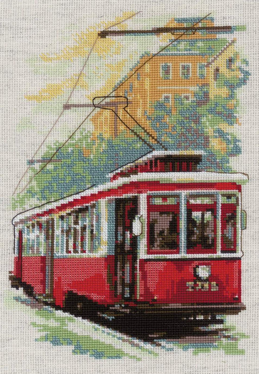 Riolis Cross Stitch Kit - Old Tram Cross Stitch Kits - HobbyJobby