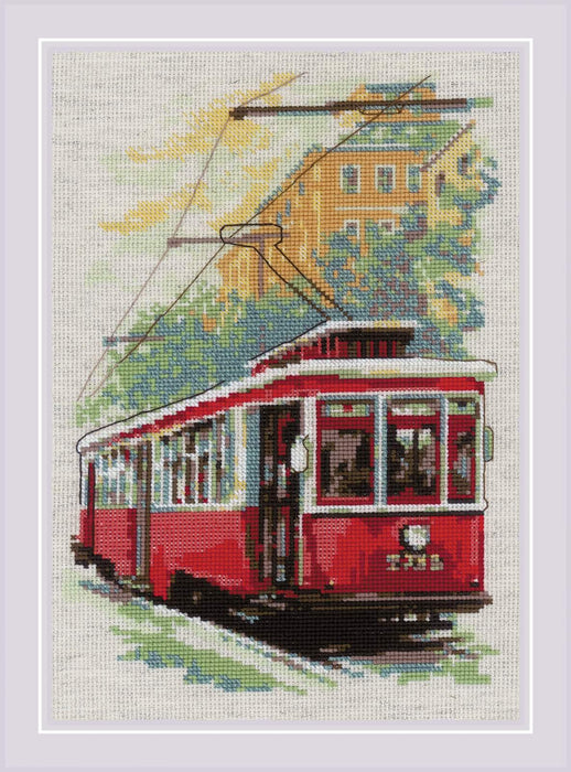 Riolis Cross Stitch Kit - Old Tram Cross Stitch Kits - HobbyJobby