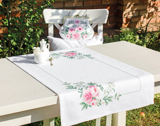 Table Topper - Cross Stitch Kit Table Cloth, FM009 Tablecloth Kits - HobbyJobby